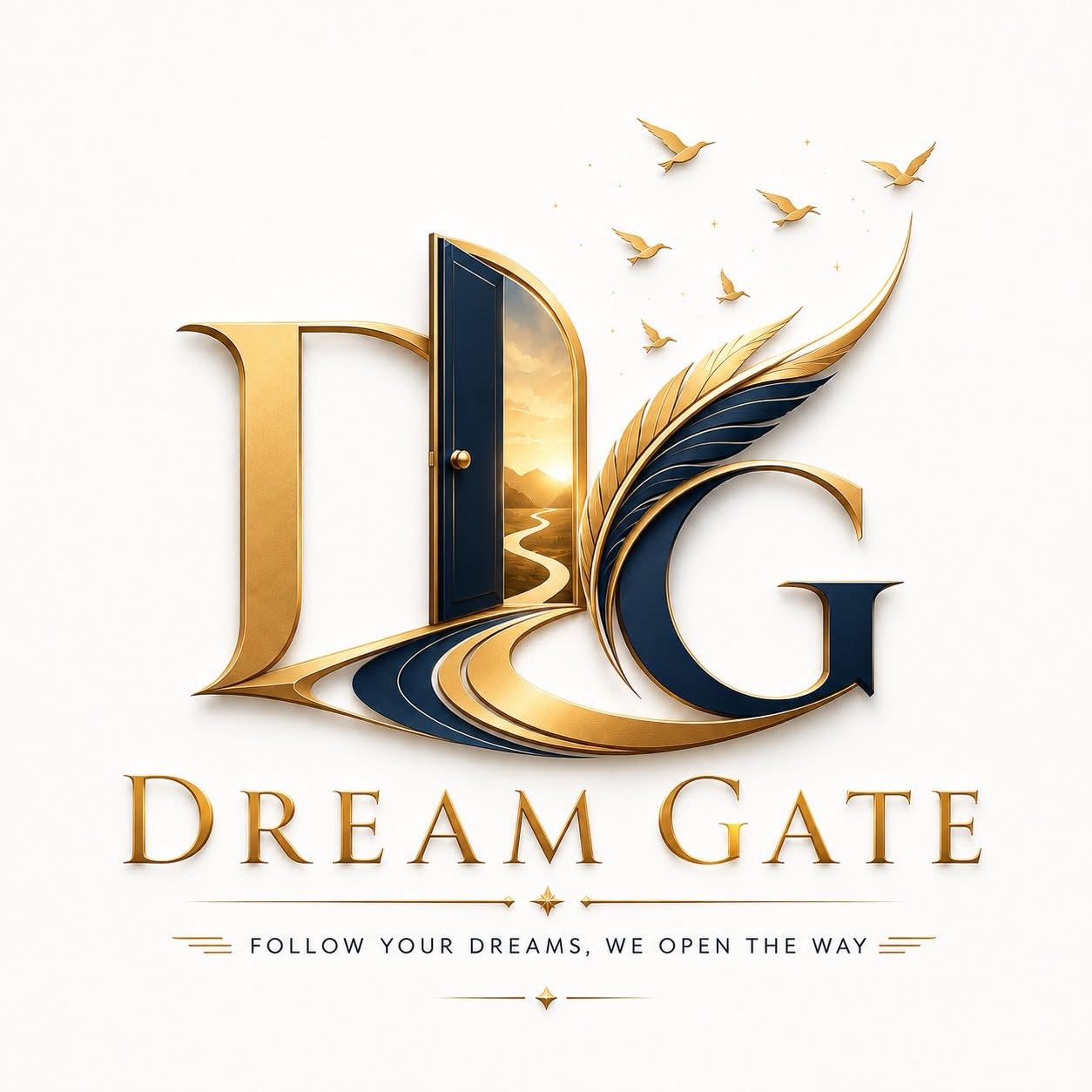 Original Dream Gate gold doorway and feather logo